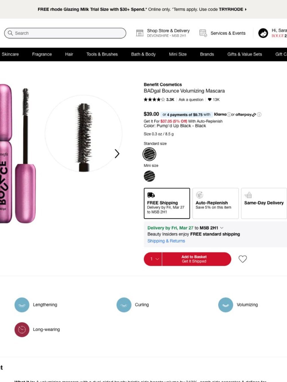 3/$25: Benefit Cosmetics gal Bounce Mascara 3g BNIB - Picture 2 of 5